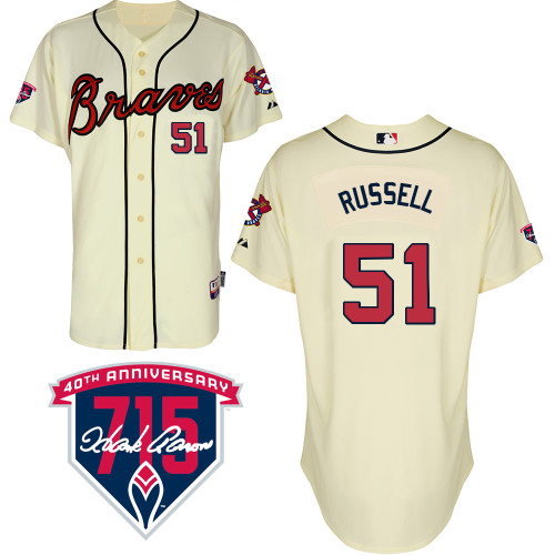 James Russell #51 Youth Baseball Jersey-Atlanta Braves Authentic Alternate 2 Cool Base MLB Jersey